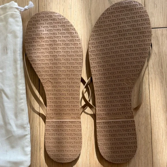 TKEES Nude Minimal Flip Flop Sandals Size 10 / EU 41 NWT w/ Pouch - Picture 2 of 4